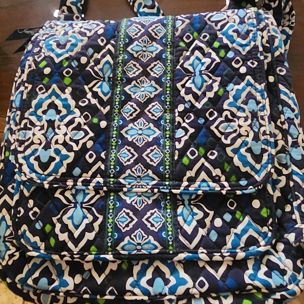 Vera Bradley Blue and Green Patterned Crossbody Bag